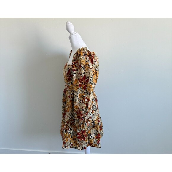 & Other Stories Floral Mini Dress Autumnal Floral Print Square neck Womens US 10 - Picture 7 of 12
